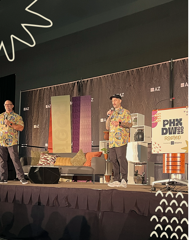 phxdw keynote speakers Dan and Dustin on the stage