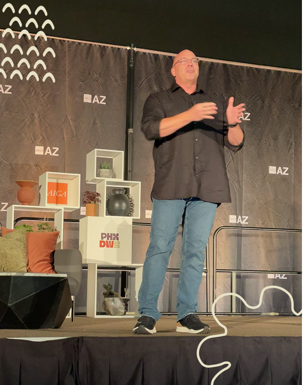 phxdw keynote speaker Michael Janda on the stage